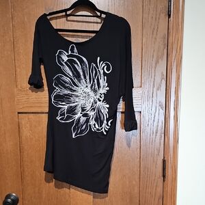 Black Floral Women's Top